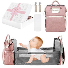 Load image into Gallery viewer, Baby Diaper Backpack, Insulated Bottle Warmer Newborn Registry for Baby Shower Gifts, Christmas Bags for Girls Boys, Multifunction Travel Stuff Maternity New Mom Gifts for Women (Pink Box)
