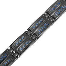 Load image into Gallery viewer, Willis Judd Mens Blue Carbon Fiber Black Titanium Magnetic Bracelet, Size Adjusting
