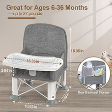 Load image into Gallery viewer, Baby Travel Booster Seat with Double Tray, BabyBond Upgraded Toddler Portable Baby Chair, Booster Seat for Dining Table, Stable and Foldable Booster Baby Chair for Indoor/Outdoor (Grey)
