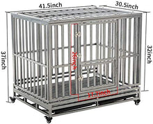 Load image into Gallery viewer, LUCKUP 42" Heavy Duty Dog Cage Strong Metal Kennel and Crate for Medium and Large Dogs Pet Playpen with Four Lockable Casters Indoor/Outdoor Silver
