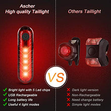 Load image into Gallery viewer, Ascher Ultra Bright USB Rechargeable Bike Light Set, Powerful Bicycle Front Headlight and Back Taillight, 4 Light Modes, Easy to Install for Men Women Kids Road Mountain Cycling
