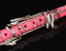 Load image into Gallery viewer, Glory B Flat Clarinet with Second Barrel, 11reeds,8 Pads Cushions,case,carekit and More -Pink with Silver Keys
