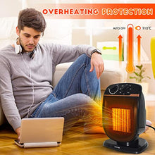 Load image into Gallery viewer, Space Heater, Portable Electric Garage Heaters, 1500W PTC Ceramic Heater with Adjustable Thermostat, 3S Fast Heat, 120° Oscillating, Small Fan Heaters for Office, Desk, Bedroom, Indoor/Outdoor Patio Heater

