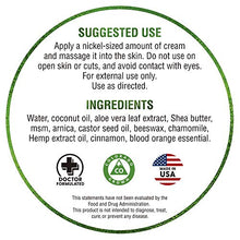 Load image into Gallery viewer, Instant Relief Hemp Cream - jojoba, MSM &amp; Arnica - Relieves Inflammation, Muscle, Joint, Back, Knee, Nerves &amp; Arthritis - Made in USA
