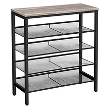 Load image into Gallery viewer, HOOBRO Shoe Rack, 5-Tier Shoe Storage Unit Flat &amp; Slant Adjustable Shoe Organizer Shelf for 16 Pairs, Durable and Stable, for Entryway, Hallway, Closet, Dorm Room, Industrial, Greige BG01XJ01
