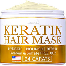 Load image into Gallery viewer, Keratin Hair Mask - Repairs Dry &amp; Damaged Hair - Professional Keratin Hair Treatment with Avocado Oil - Aloe Vera - Vitamin E - Made in USA - Effective Keratin Complex - Anti Frizz
