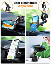 Load image into Gallery viewer, [2022 Upgraded] VANMASS Car Phone Holder, [Sturdy Hook Clip &amp; Suction], Universal Cell Phone Mount for Car Dashboard Windshield Air Vent, Dash Stand Compatible with iPhone 13 12 11 Pro Max 8 Samsung

