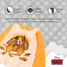 Load image into Gallery viewer, Disney Kids' Minnie and Mickey Seasonal Snug-Fit Cotton Pajamas, Cute Turkey, 4T

