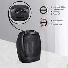 Load image into Gallery viewer, Kismile Small Space Heater Electric Portable Heater Fan for Home and Office Ceramic Fan Heaters with Adjustable Thermostat, 750W/1500W (8.1 Inch, Black)

