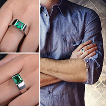 Load image into Gallery viewer, Jewelrypalace Men's Square 2.2ct Simulated Russian Nano Green Emerald Engagement Ring 925 Sterling Sliver Size 9
