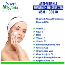Load image into Gallery viewer, Sage Organix Anti Aging Supreme Moisturizer Cream + Vit C, CoQ10, MSM, HA &amp; Glycolic, Organic Natural Collagen Boosting Firming Hydrating Face &amp; Body Cream, A Day/Night Anti Wrinkle Cream
