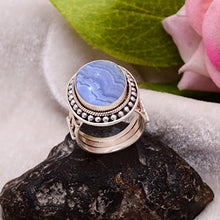 Load image into Gallery viewer, Veracity Jewelry 925 Sterling Silver Blue Lace Agate Rings for Women - Spiritual/Healing/Anxiety/Meditation Inner Peace Rings - Blue Lace Agate Bohemian Fashion Artisan Filigree Rings - VSR-32
