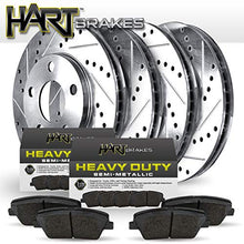 Load image into Gallery viewer, Hart Brakes Front and Rear Brake Rotors Silver Drilled Slotted Heavy Duty Pads Compatible For 2000-2006 Cadillac Escalade, Escalade ESV, Escalade EXT, Chevrolet Avalanche 1500, Silverado 1500
