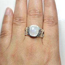 Load image into Gallery viewer, 55Carat Genuine Rainbow Moonstone Mens Rings 925 Sterling Silver Cushion Shape Handmade Band in Size 4-13
