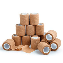 Load image into Gallery viewer, 15 Bulk Pack Self Adherent Cohesive Wrap Bandages 2 Inches X 5 Yards, Self Adhesive Rolls for Swelling Sprains and Soreness On Wrist and Ankle (15)
