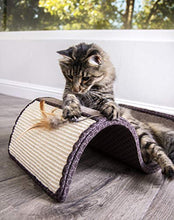 Load image into Gallery viewer, SmartyKat Scratch Scroll with Feather Toy, Multi-Surface Sisal &amp; Carpet Cat Scratcher, Interactive Scratching Outlet &amp; Lounger
