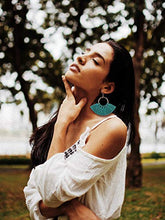 Load image into Gallery viewer, CASSIECA 12 Pairs Statement Tassel Hoop Earrings Bohemian Fan Dangle Hook Tassel Earrings Set Drop Ear Jewelry Set for Women
