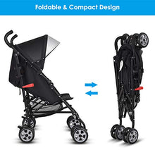 Load image into Gallery viewer, BABY JOY Lightweight Stroller, Aluminum Baby Umbrella Convenience Stroller, Travel Foldable Design with Oxford Canopy/ 5-Point Harness/Cup Holder/Storage Basket, Black
