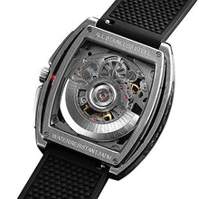Load image into Gallery viewer, CIGA Design Z Series Automatic Mechanical Watch, Skeleton Stainless Steel Analog Silver Wristwatch Tonneau Sapphire Crystal for Men Women with Leather and Silicone Strap
