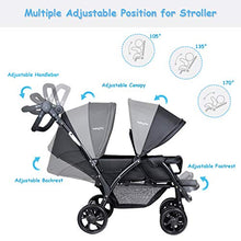 Load image into Gallery viewer, BABY JOY Double Baby Stroller, Foldable Double Seat Tandem Stroller with Adjustable Backrest, Push Handle and Footrest, Lockable Wheels, 5 Points Safety Belts (Black)
