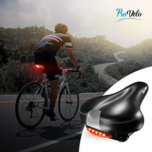 Load image into Gallery viewer, provelo Most Comfortable Bike Seat for Men Women - Wide Soft Padded Bicycle Saddle – LED Taillight – Clamp and Protection Cover Included – Comfort Memory Foam Cushion - Waterproof Leather
