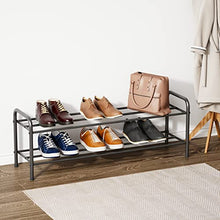 Load image into Gallery viewer, FANHAO 2-Tier Shoe Rack, 100% Stainless Steel Shoe Storage Organizer, Stackable 8-Pair Storage Shelf for Bedroom, Closet, Entryway, Dorm Room, 10.3" W x 31.5" D x13.2 H (Matte Black)
