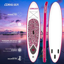 Load image into Gallery viewer, CORALSEA Inflatable Paddle Board, 10‘6"x30"x6" Ultra-Light Stand Up Boards with ISUP Accessories &amp; Backpack for All Skill Levels Include Leash, Adjustable Paddle, Pump, Repair Kit, Youth &amp; Adult, Pink
