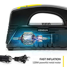 Load image into Gallery viewer, Kensun AC/DC Digital Tire Inflator for Car 12V DC and Home 110V AC Rapid Performance Portable Air Compressor Pump for Car, Bicycle, Motorcycle, Basketball and Others
