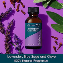 Load image into Gallery viewer, Grove Co. Liquid Air Freshener Refills (2 x 1oz) + Room Spray Glass Bottle, SANCTUARY Room Fragrance - 100% Natural Lavender, Blue Sage &amp; Clove Fragrance

