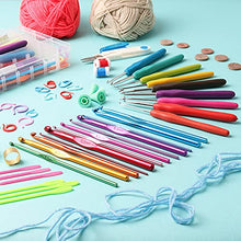 Load image into Gallery viewer, 73 Piece Crochet Kit with Crochet Hooks Yarn Set - Premium Bundle Includes Yarn Balls, Needles, Accessories Kit, Canvas Tote Bag and Lot More - Starter Pack for Kids Adults – Beginner, Professionals.
