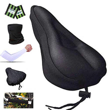 Load image into Gallery viewer, Karetto Bike Gel &amp; Foam Seat Cover Excercise Bicycle Saddle Cover with Drawstring, Rain and Dust Resistant，Reflective Band Bandanas ，Soft Cover for Mountain, Road and Cruiser Bikes…
