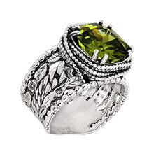 Load image into Gallery viewer, Silpada 'Wade It Out' Natural Peridot Textured Ring in Sterling Silver, Size 8
