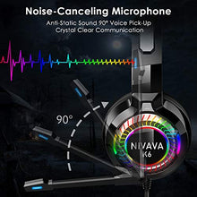 Load image into Gallery viewer, Nivava Gaming Headset for PS4, Xbox One, PC Headphones with Microphone LED Light Mic for Nintendo Switch Playstation Computer, K6(Black)

