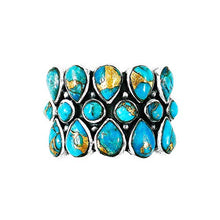 Load image into Gallery viewer, Turquoise Ring Sterling Silver 925 Genuine Gemstones Size 6 to 11 (Teal/Matrix Turquoise) (10)
