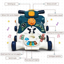 Load image into Gallery viewer, BABY JOY Sit-to-Stand Walker, 3 in 1 Baby Walker, Ride on Car, Game Panel, Kids Multifunctional Activity Center w/Lights, Music, Cute Toys, Educational Push Pull Learning Walker for Toddlers (Blue)
