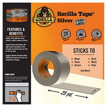 Load image into Gallery viewer, Gorilla, 2.88" x 25 yd Tough &amp; Wide Duct Tape, 25yd, Silver, 4 Pack

