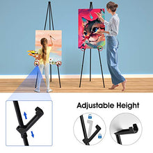Load image into Gallery viewer, T-SIGN Instant Display Easel Stand - 63" Tripod Collapsible Portable Artist Floor Easel - Easy Folding Telescoping Adjustable Art Poster Metal Stand for Display Show
