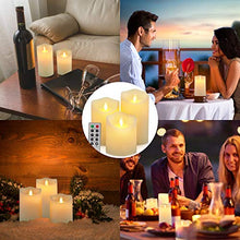 Load image into Gallery viewer, Flickering Flameless Candles Outdoor Waterproof Battery Operated Candle Led Candle Pillar Frosted Plastic Candle Set of 3 Include Realistic Dancing LED Flames and Remote Control （D:3.25"x H:4"5"6"）
