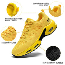 Load image into Gallery viewer, Quseek Men's Air Running Shoes Athletic Tennis Walking Sneakers Breathable Non-Slip Lace-up Sports Shoes for Fitness Jogging Working Yellow Size 7
