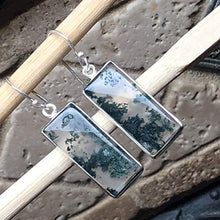 Load image into Gallery viewer, Natural Green Moss Agate 925 Solid Sterling Silver Earrings 40mm
