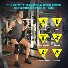 Load image into Gallery viewer, Fit Geno Hinged Knee Brace for Meniscus Tear: Upgraded Support for Knee Pain w/Dual Metal Hinges &amp; Side Spring Stabilizers - Adjustable for Men and Women w/Torn ACL MCL PCL LCL Hyperextension Sprain
