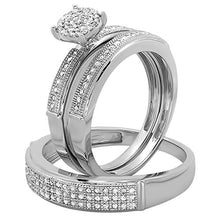 Load image into Gallery viewer, Dazzlingrock Collection 0.48 Carat (ctw) Round White Diamond Men's and Women's Engagement Ring Trio Bridal Set, Sterling Silver
