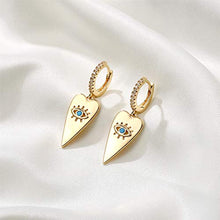 Load image into Gallery viewer, Heart Evil Eye Huggie Hoop Earrings, 925 Sterling Silver Post 14K Gold Plated Dainty Evil Eye Dangle Hoop Huggie Stud Earrings for Women
