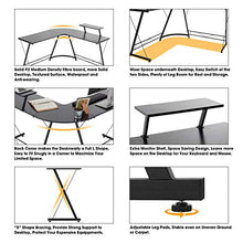 Load image into Gallery viewer, SERWALL L-Shaped Corner Desk 50.8" Computer Gaming Desk PC Table with Monitor Stand, Home Office Writing Workstation with Small Table, Space Saving- Black
