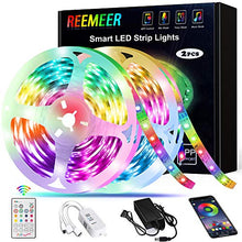 Load image into Gallery viewer, LED Strip Lights,Reemeer RGB LED Strip Lights Kit 32.8ft/10M SMD5050 300 LEDs Color Changing LED Lights Strip with Remote APP Control Sync to Music Apply LED Lights for Bedroom Kitchen Party
