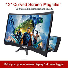 Load image into Gallery viewer, 12'' 3D Curve Screen Magnifier for Cell Phone, HD Amplifier Projector Magnifing Screen Enlarger for Movies, Videos, and Gaming with Foldable Stand Compatible with All Smartphones (Black, 12 inch)
