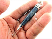 Load image into Gallery viewer, Jet Blue Kyanite Wand Pendulum Free Booklet Jet International Crystal Therapy Genuine Healing Reiki Chakra
