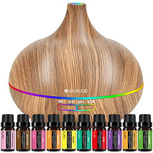 Load image into Gallery viewer, Ultimate Aromatherapy Diffuser 550ml &amp; Essential Oil Set - Ultrasonic Diffuser &amp; Top 10 Essential Oils - with 4 Timer &amp; 15 Ambient Light Settings - Bedroom Vaporizer Cool Mist Humidifier
