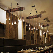 Load image into Gallery viewer, 10-Lights Chandelier Wooden Retro Rustic Pendant Light - Industrial Suspension Light line can be Adjusted Freely - Distressed Wood Chandelier for Dining Table Vintage Kitchen, Bar, Island, Billiard.
