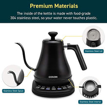 Load image into Gallery viewer, COSORI Electric Gooseneck Kettle Smart Bluetooth with Variable Temperature Control, Pour Over Coffee Kettle &amp; Tea Kettle, 100% Stainless Steel Inner Lid &amp; Bottom, Quick Heating, Matte Black
